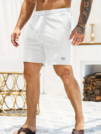 Mens Corduroy Shorts Elastic Waist Summer