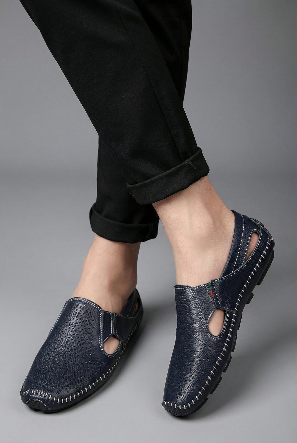 Mens Slip On Loafers Breathable Perforated Casual