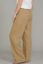 Wide Leg Trousers Linen Drawstring Summer