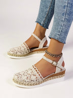 Boho Wedge Espadrille Sandals Ankle Strap Summer