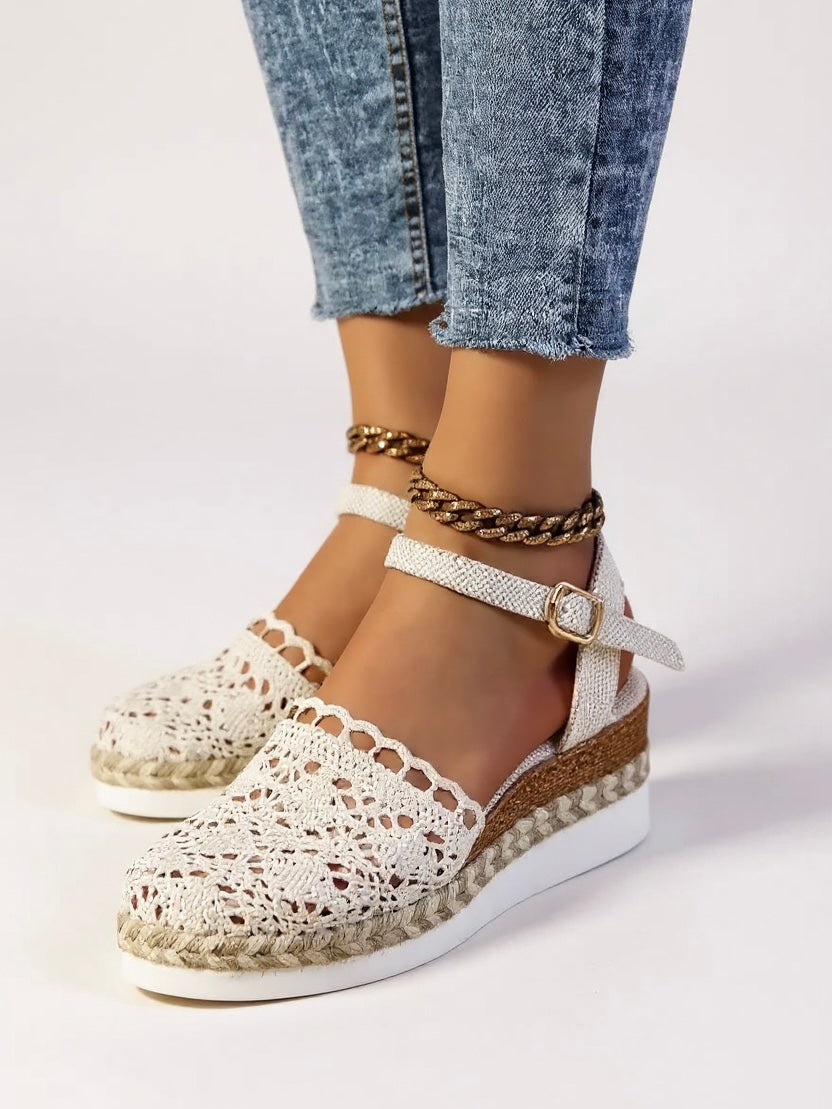 Boho Wedge Espadrille Sandals Ankle Strap Summer