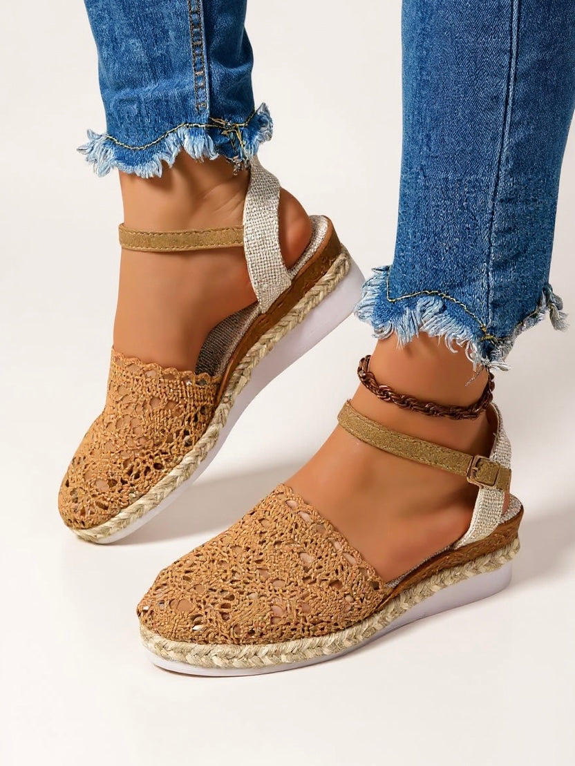 Boho Wedge Espadrille Sandals Ankle Strap Summer