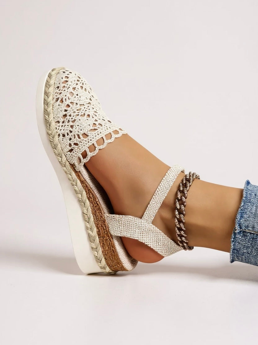 Boho Wedge Espadrille Sandals Ankle Strap Summer