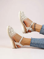 Boho Wedge Espadrille Sandals Ankle Strap Summer