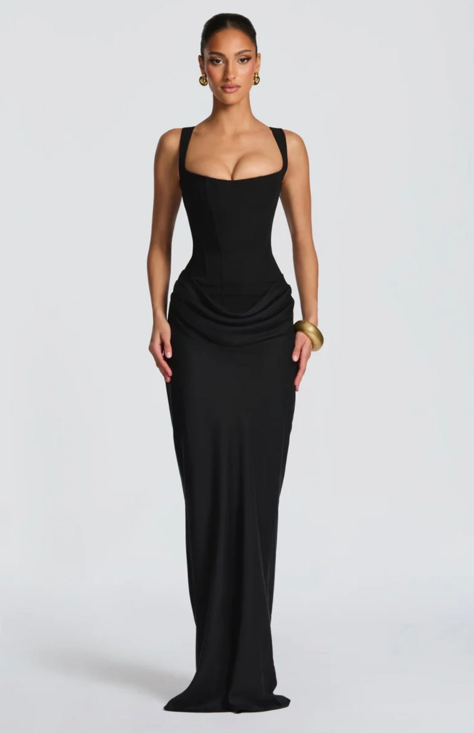 Fishtail Maxi Dress Corset Square Neck