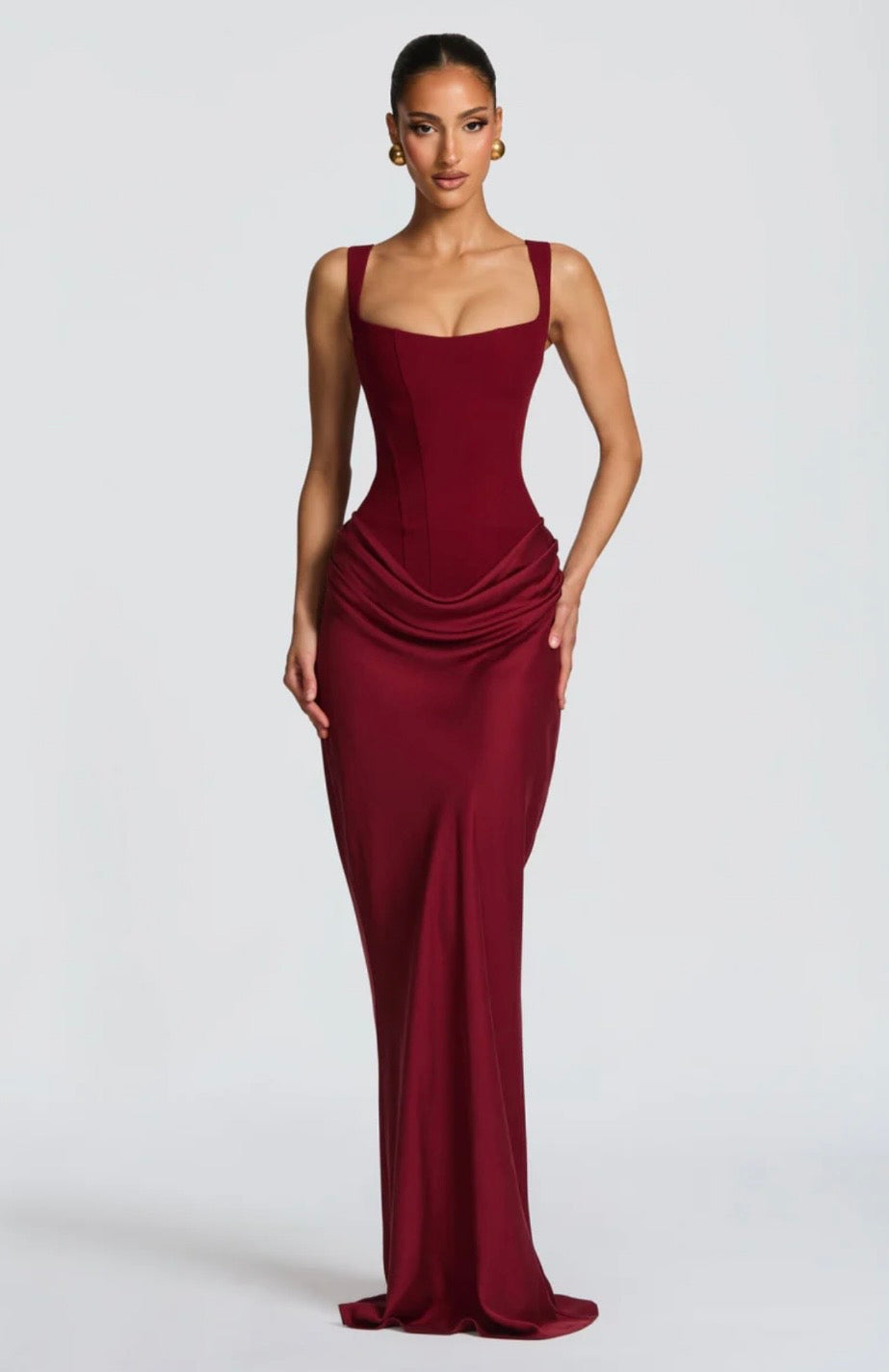 Fishtail Maxi Dress Corset Square Neck