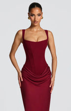 Fishtail Maxi Dress Corset Square Neck