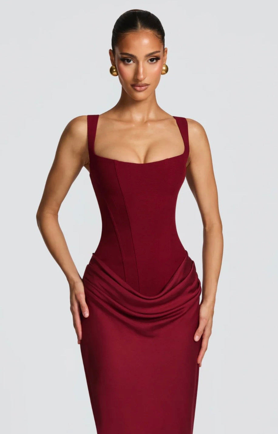 Fishtail Maxi Dress Corset Square Neck