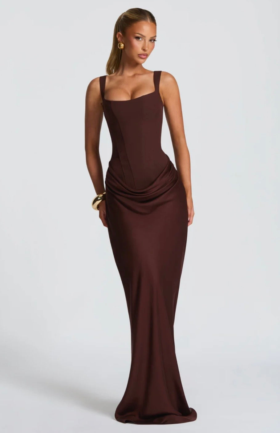 Fishtail Maxi Dress Corset Square Neck