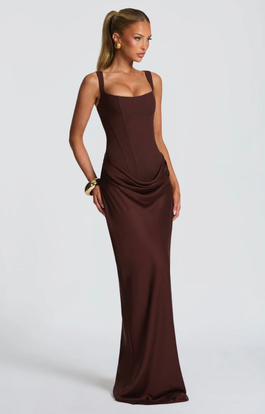 Fishtail Maxi Dress Corset Square Neck