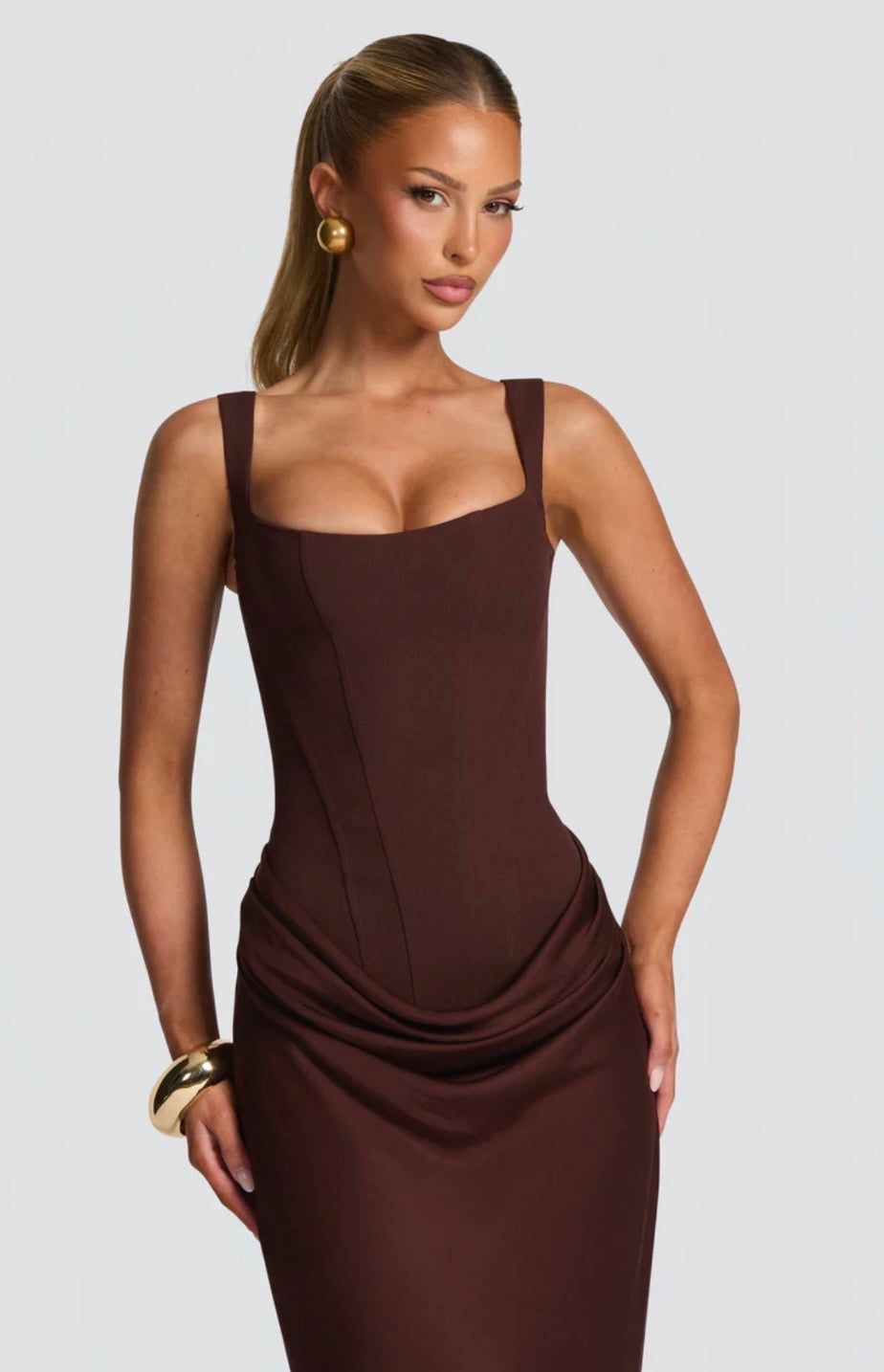 Fishtail Maxi Dress Corset Square Neck