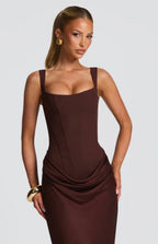 Fishtail Maxi Dress Corset Square Neck