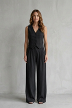 V Neck Wide-Leg Modern Vintage Edge