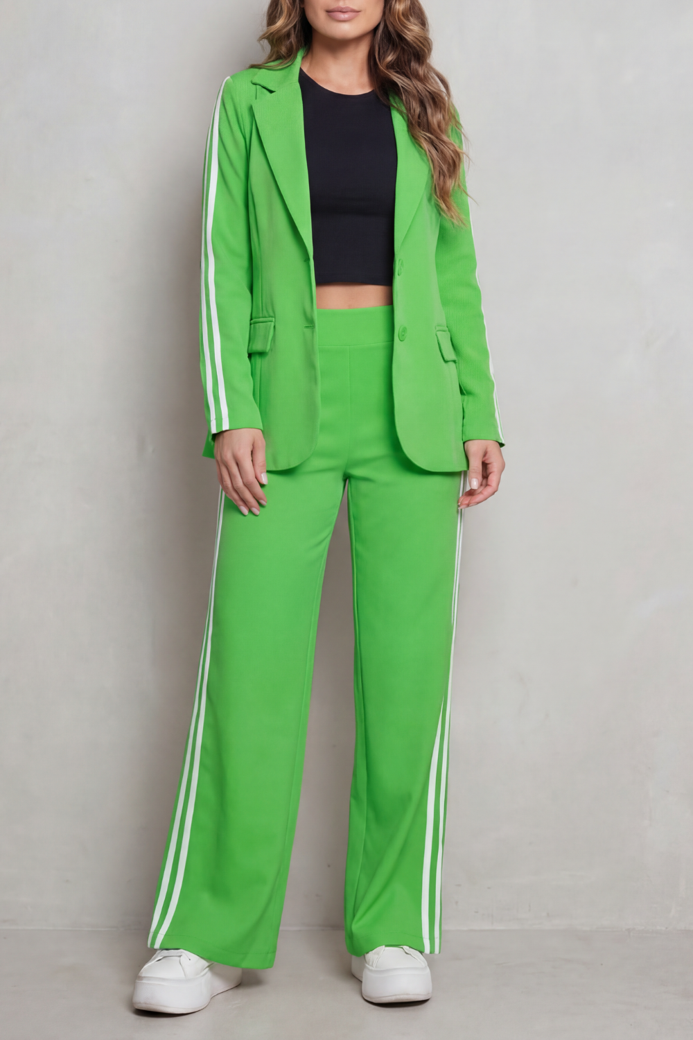 Striped Wide-Leg Sporty Elegance Set