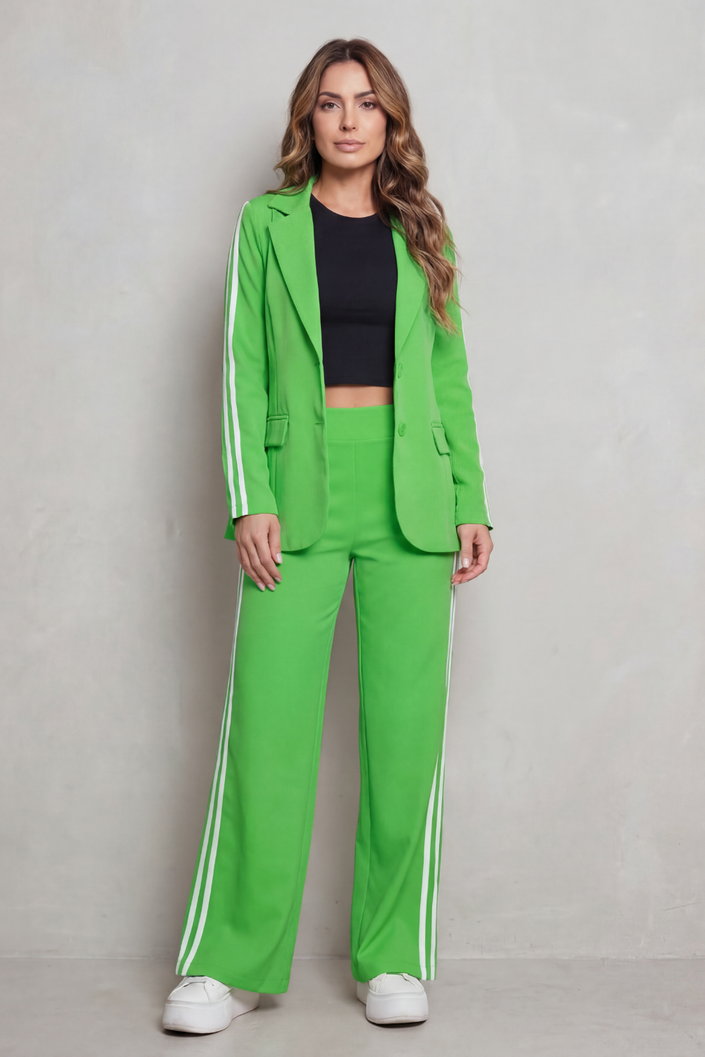 Striped Wide-Leg Sporty Elegance Set