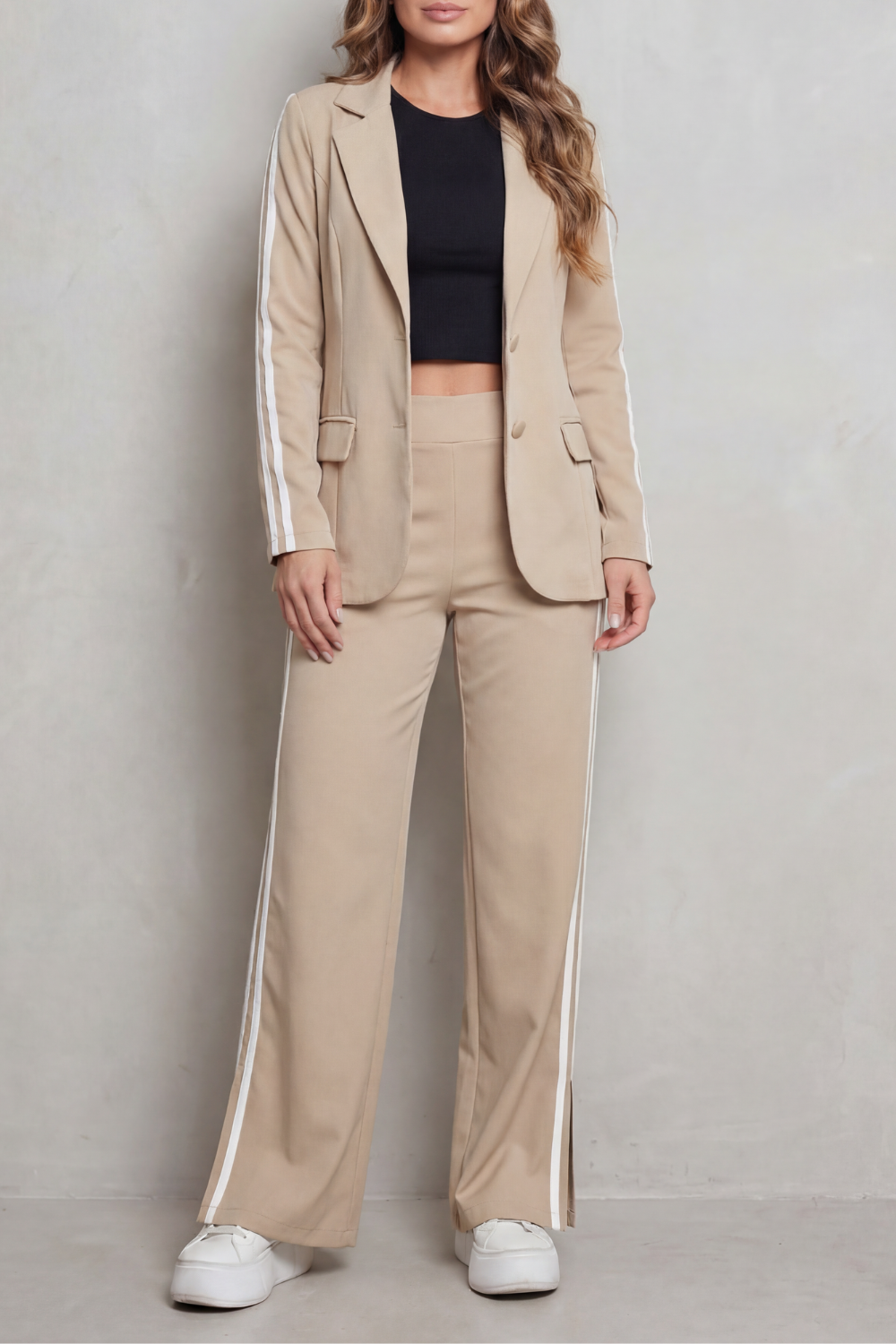 Striped Wide-Leg Sporty Elegance Set