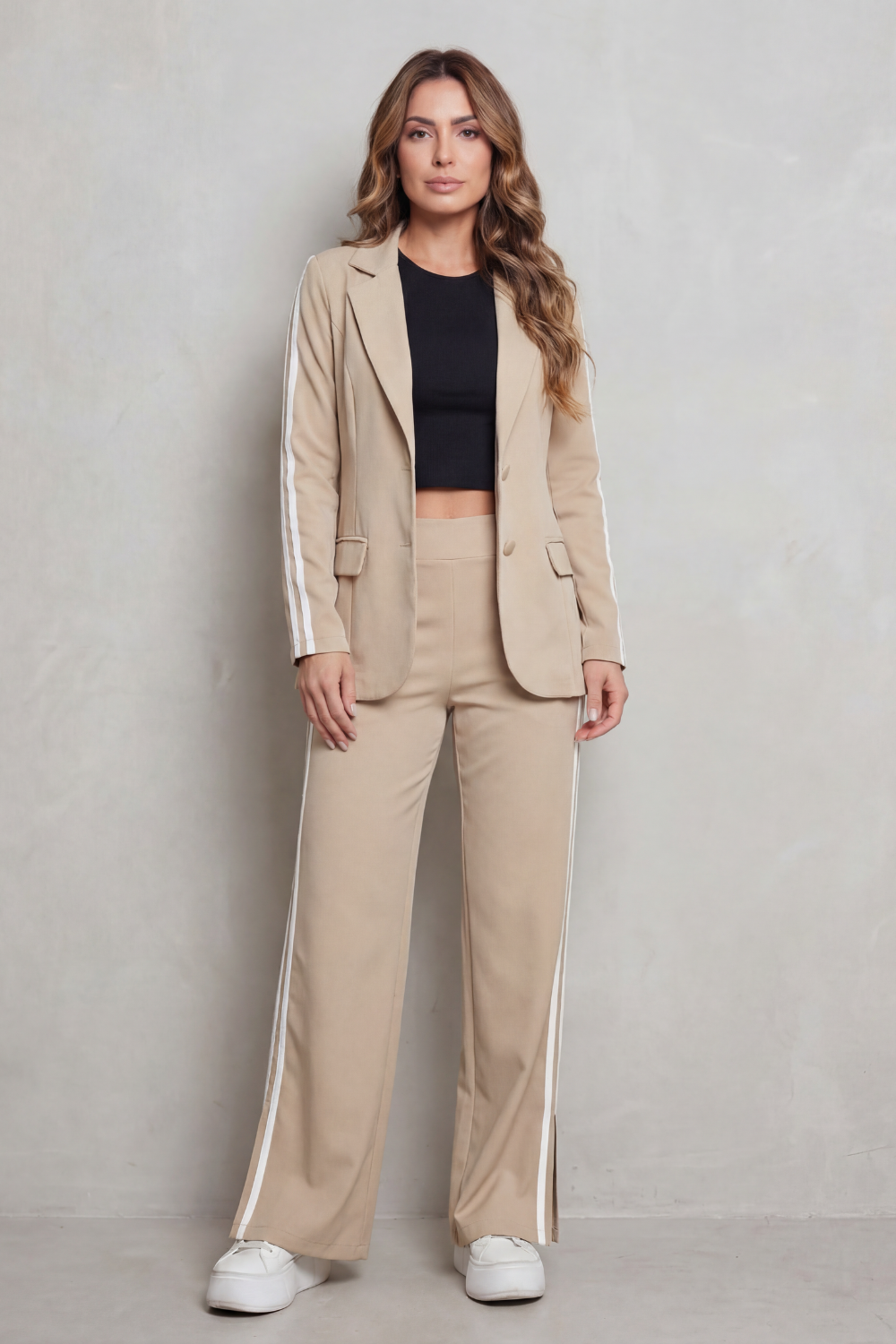 Striped Wide-Leg Sporty Elegance Set