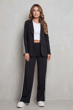 Striped Wide-Leg Sporty Elegance Set