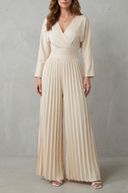 V Neck Wide-Leg Effortless Elegance
