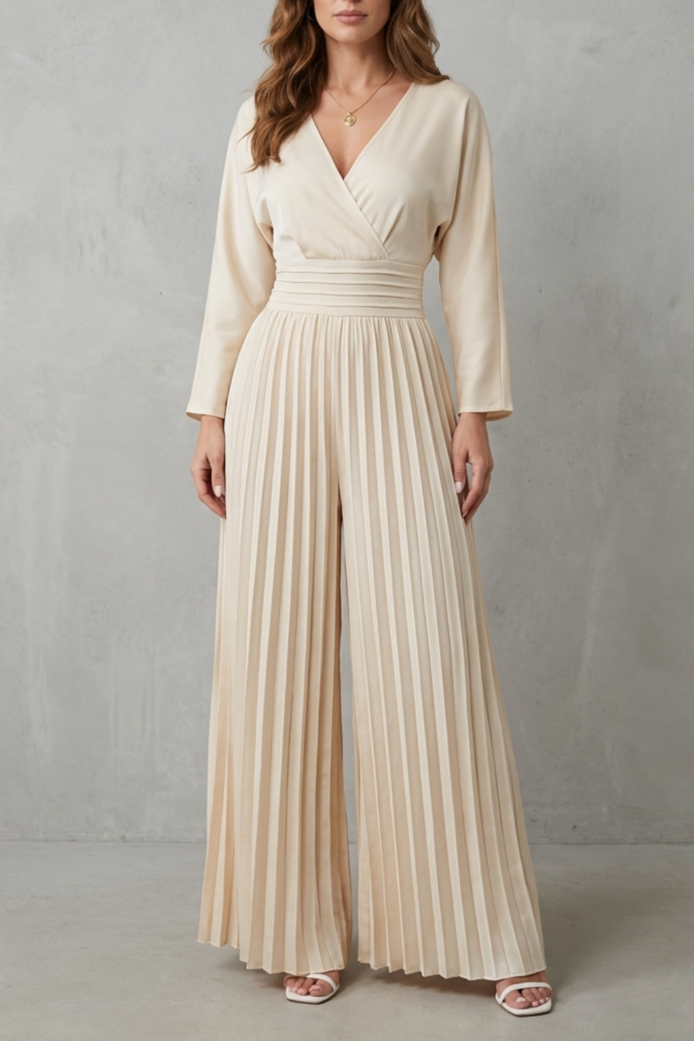 V Neck Wide-Leg Effortless Elegance