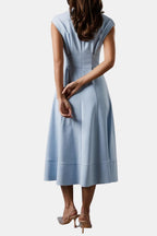 Belted V-Neck Crepe Midi Dress Elegant Occasion