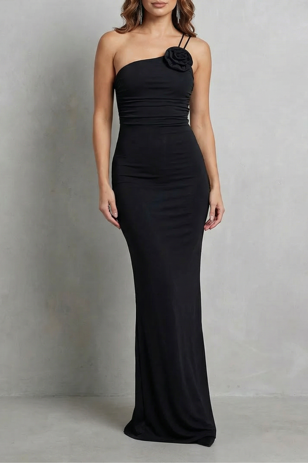 One Shoulder Maxi Women’s Sophisticated Floral Dress