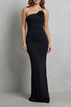 One Shoulder Maxi Women’s Sophisticated Floral Dress