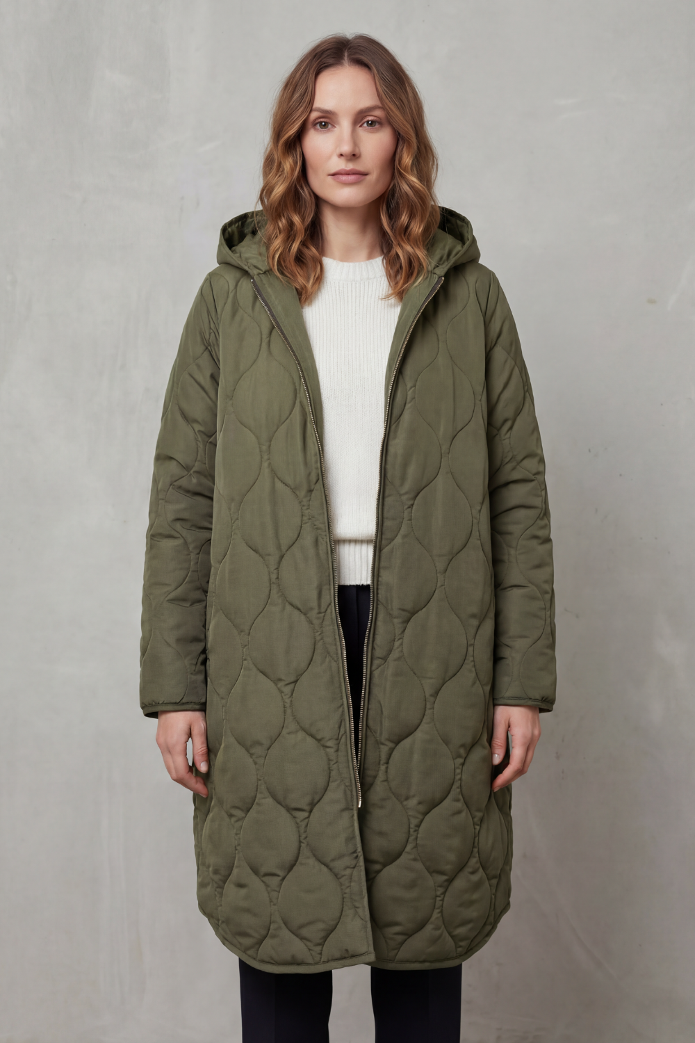 Relaxed Fit Zip Parka Coat