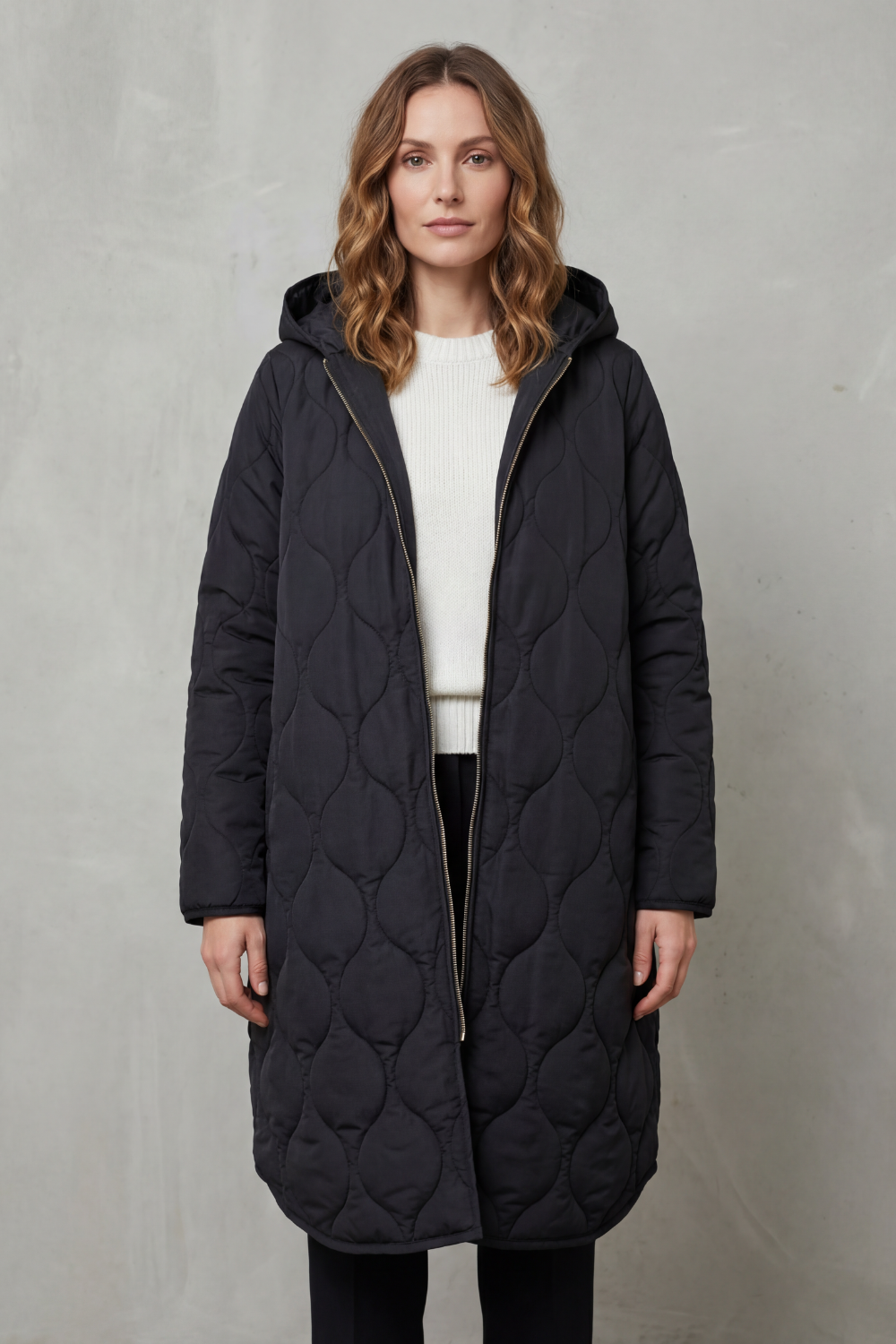 Relaxed Fit Zip Parka Coat