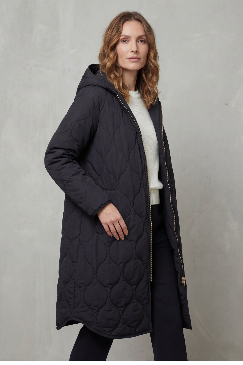 Relaxed Fit Zip Parka Coat