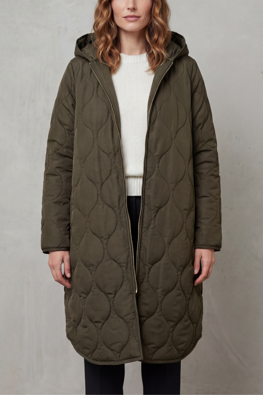 Relaxed Fit Zip Parka Coat