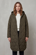 Relaxed Fit Zip Parka Coat