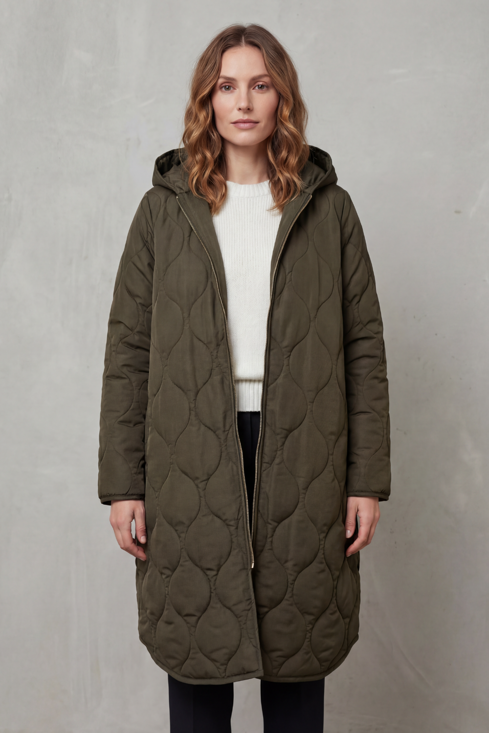 Relaxed Fit Zip Parka Coat