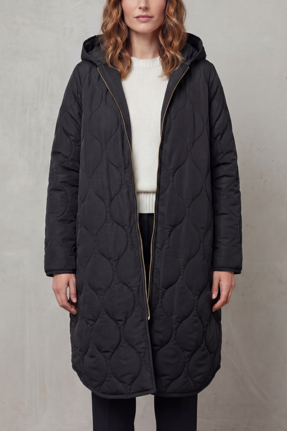Relaxed Fit Zip Parka Coat
