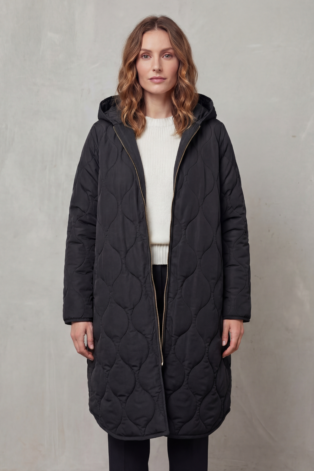 Relaxed Fit Zip Parka Coat