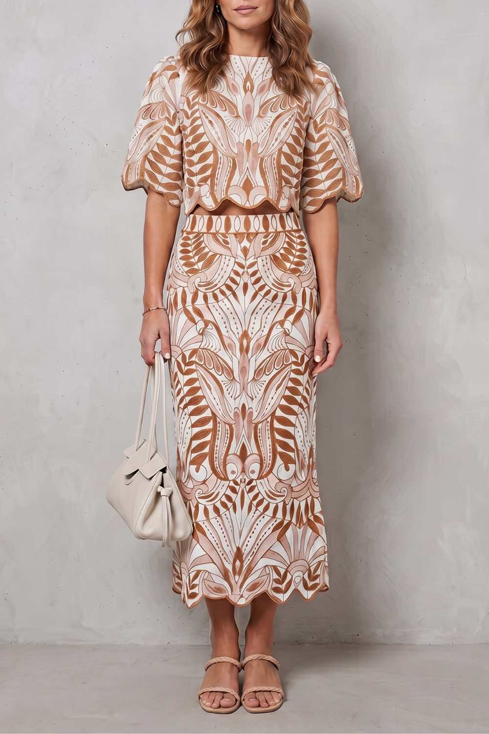 Korréline – Printed linen elegance – Skirt set