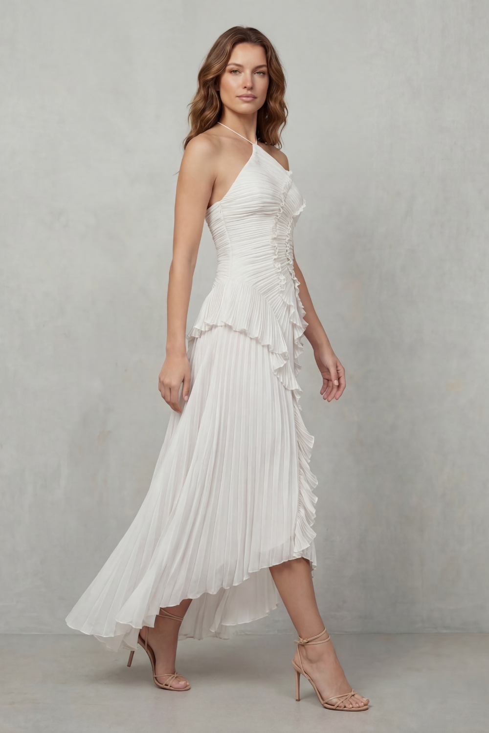 One Shoulder One-Shoulder Midi Dress