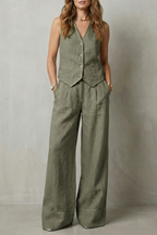 Relaxed Sleeveless Wide-Leg Vest And Trouser Set