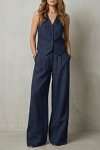 Relaxed Sleeveless Wide-Leg Vest And Trouser Set