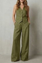 Relaxed Sleeveless Wide-Leg Vest And Trouser Set