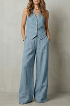 Relaxed Sleeveless Wide-Leg Vest And Trouser Set