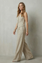 Relaxed Sleeveless Wide-Leg Vest And Trouser Set