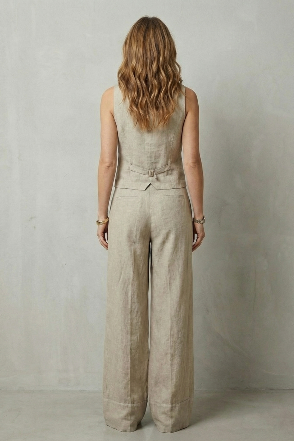 Relaxed Sleeveless Wide-Leg Vest And Trouser Set