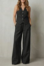 Relaxed Sleeveless Wide-Leg Vest And Trouser Set