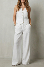 Relaxed Sleeveless Wide-Leg Vest And Trouser Set