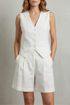 V Neck Sleeveless Vest And Short Set
