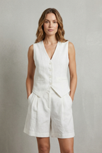 V Neck Sleeveless Vest And Short Set