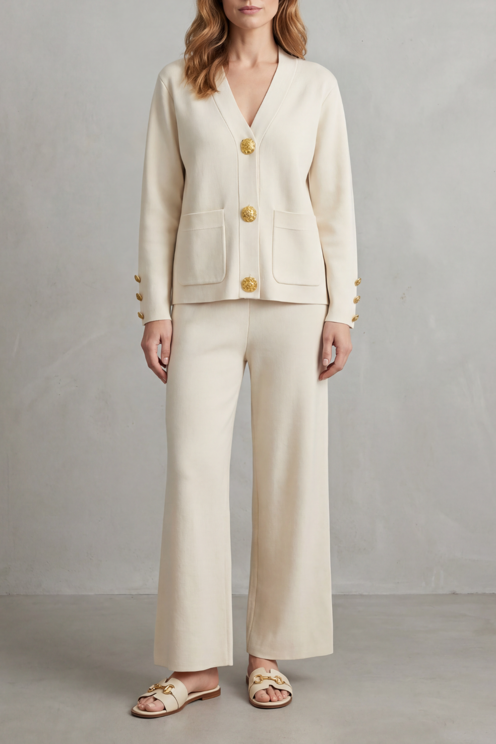 Wide-Leg Buttoned Lounge Set