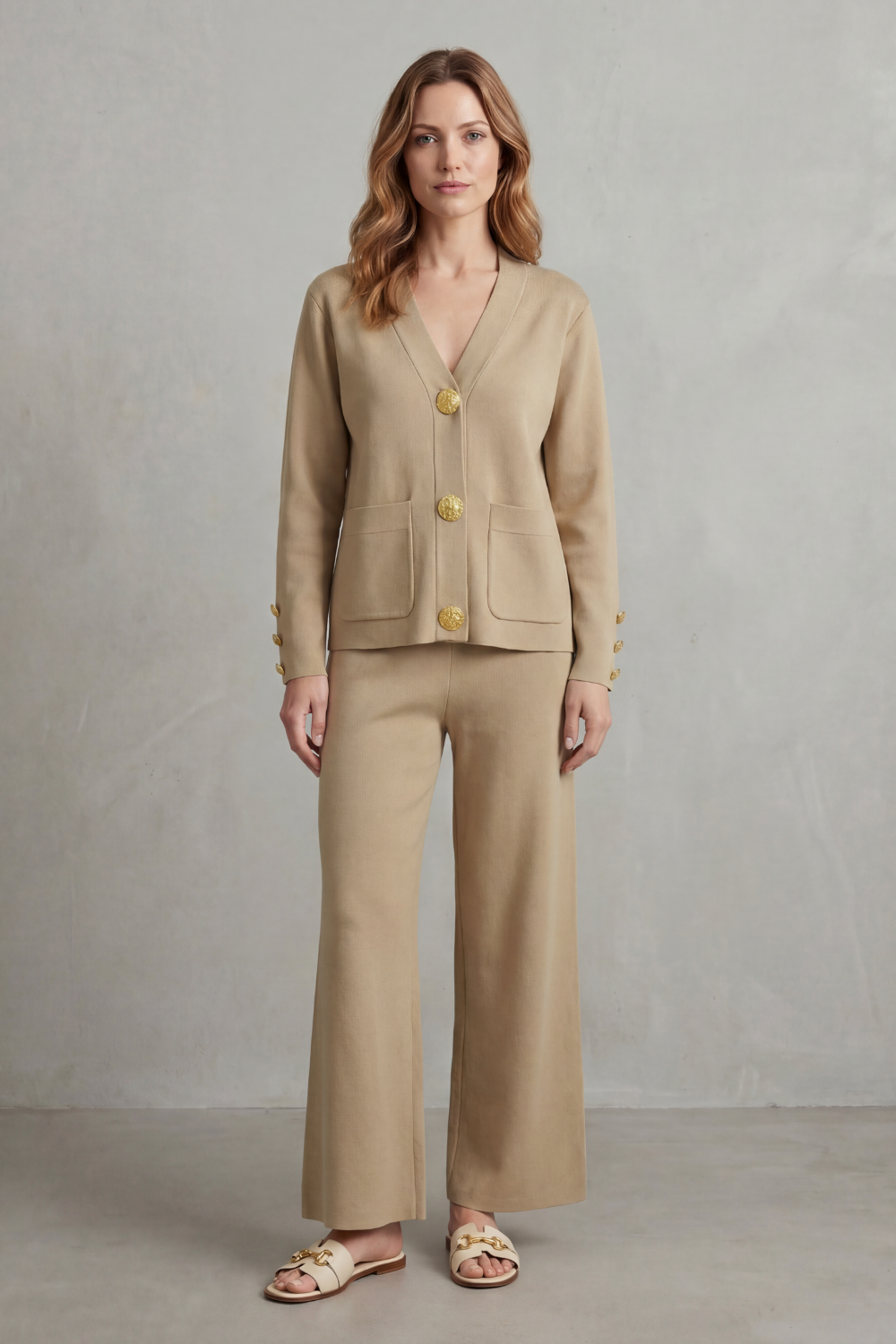 Wide-Leg Buttoned Lounge Set