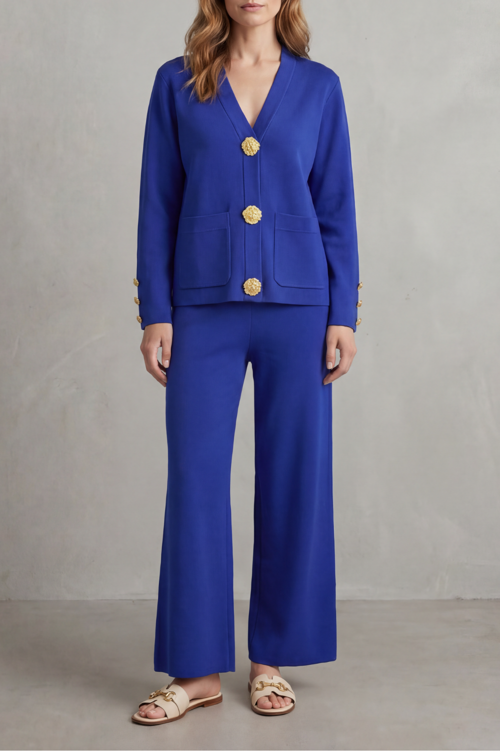 Wide-Leg Buttoned Lounge Set